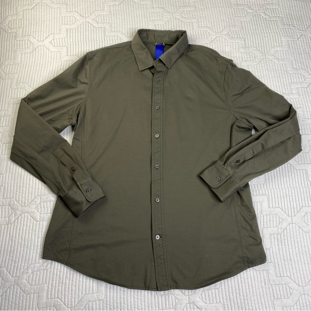 Kit and Ace Olive Green Casual Button-Down Shirt